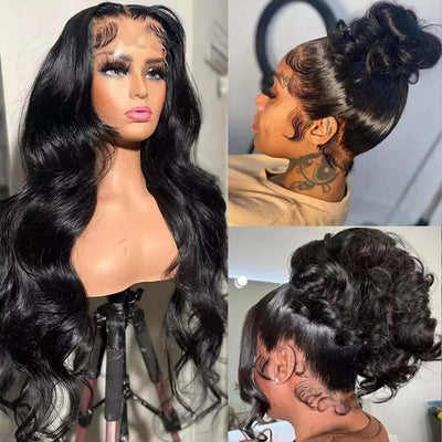 Perruque Lace Frontal 360° Invisi avec Cordon de Serrage et Coupe Ajustée, Cheveux Humains Body Wave