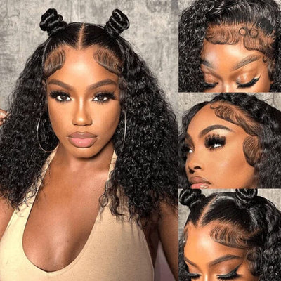 QT Jerry Curl 13x4 Transparent Lace Frontal Wig Pre Plucked Curly Human Hair ｜QT Hair