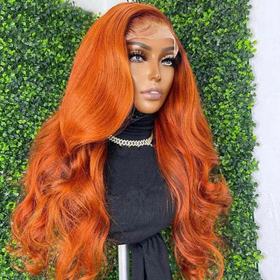 QT Lace Frontal Wigs Human Hair Body Wave Ginger Orange Color for Women ｜QT Hair