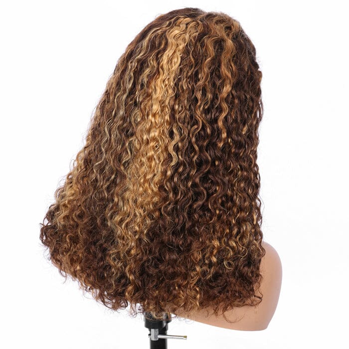 SDD New Pixie Curly Lace Frontal Wig Pre Plucked Highlight Color Human Hair