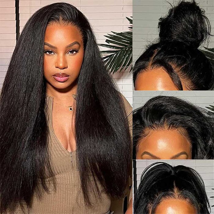 70% Off Yaki Straight Glueless 8x5 Pre Cut Lace Wig Pre Plucked Human Hair