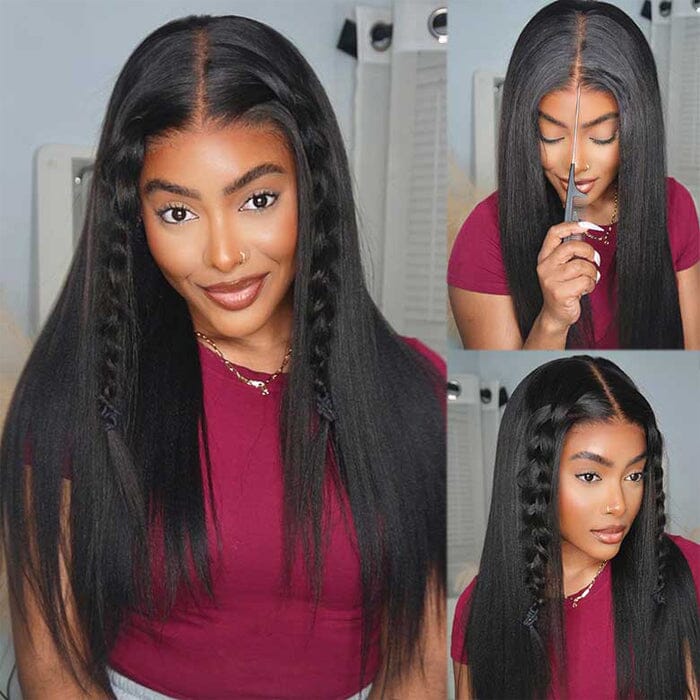 70% Off Yaki Straight Glueless 8x5 Pre Cut Lace Wig Pre Plucked Human Hair