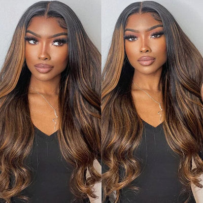 Ombre Brown Balayage Highlight Body Wave 8x5 Lace Wig Precolored Human Hair