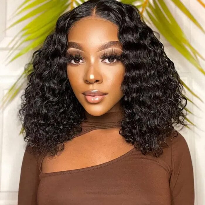 Deep Curly Lace Frontal Bob Wig Pre Plucked Deep Wave Virgin Human Hair