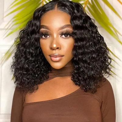 Deep Curly Lace Frontal Bob Wig Pre Plucked Deep Wave Virgin Human Hair