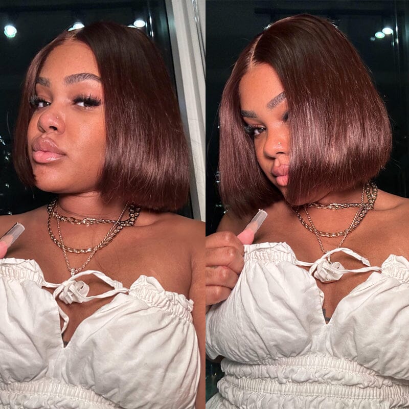 Honey Brown Color Lace Wigs Pre Plucked Bone Straight Human Hair