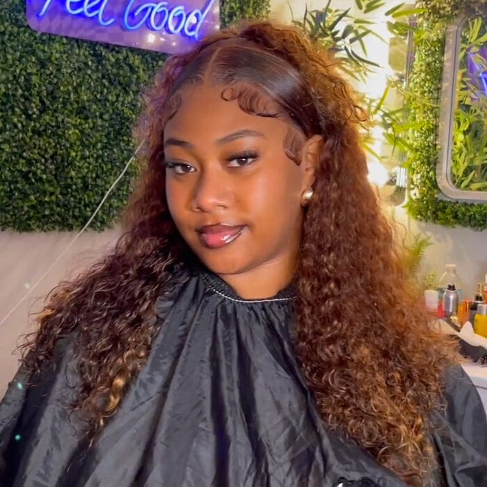 SDD New Pixie Curly Lace Frontal Wig Pre Plucked Highlight Color Human Hair