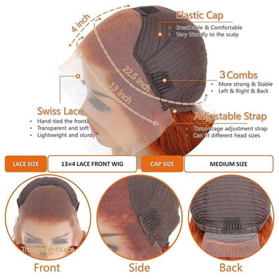Silky Straight Transparent Lace Frontal Wigs Orange Ginger QT Human Hair ｜QT Hair