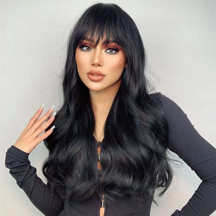 Straight Human Hair Wigs With Bangs Pre Plucked Full Machine Made Wigs ｜QT Hair