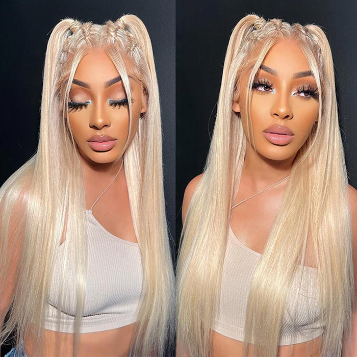 Perruques de cheveux humains Suntu Hair, couleur blond 613, avec dentelle transparente, pré-épilées, lisses