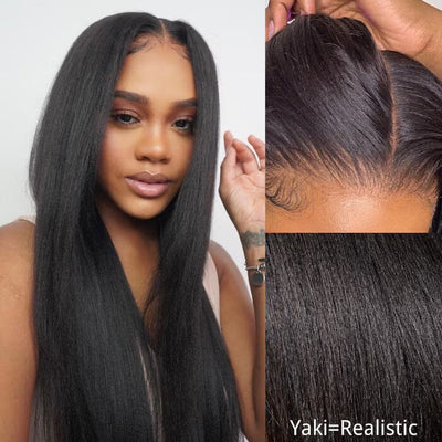 Perruque Yaki lisse sans colle 8x5 pré-coupée en cheveux humains vierges pré-épilés