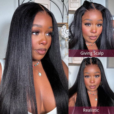 Perruque Yaki lisse sans colle 8x5 pré-coupée en cheveux humains vierges pré-épilés