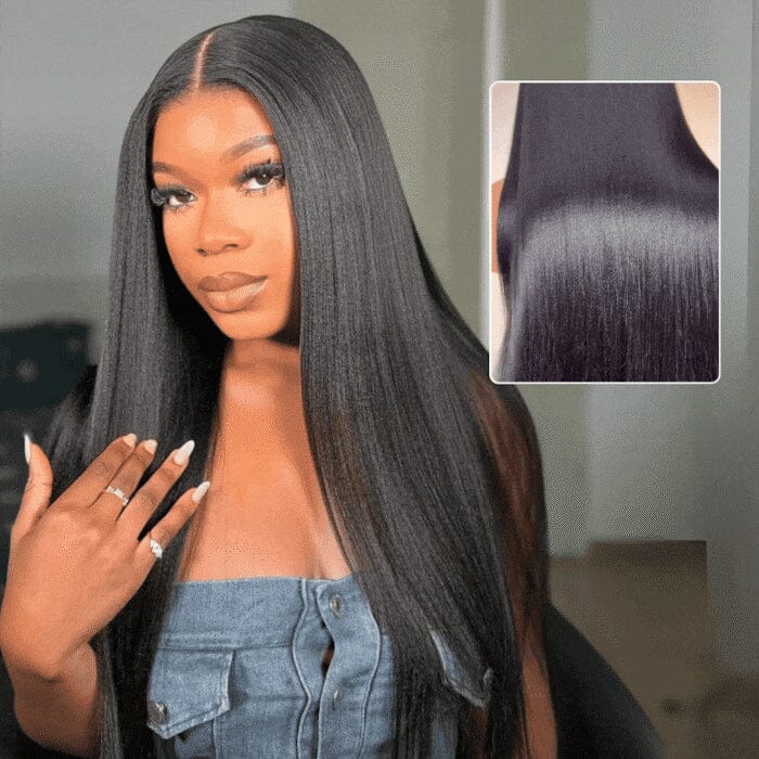 Code de réduction : NY100 Perruque en dentelle pré-coupée Yaki lisse sans colle 8x5